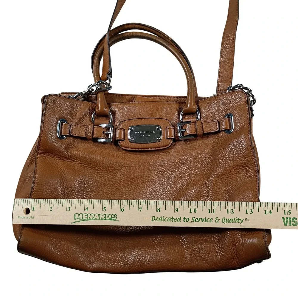 Michael Kors Hamilton Satchel Women Large Luggage Brown Pebbled Leather